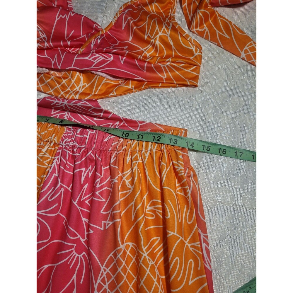 SHEIN Tropical Beach Halter Maxi Dress Pink Orange Small #103 - Picture 9 of 10